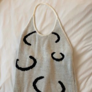 Cider Halter knit dress in white/black medium